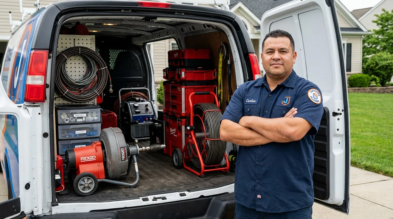 Professional drain cleaning equipment and Johns Plumbing LLC plumber in Carrier Mills