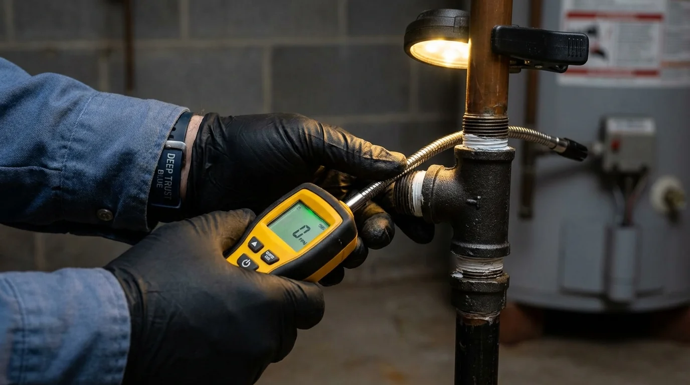 Gas leak detection with electronic sniffer by Johns Plumbing LLC in Carrier Mills