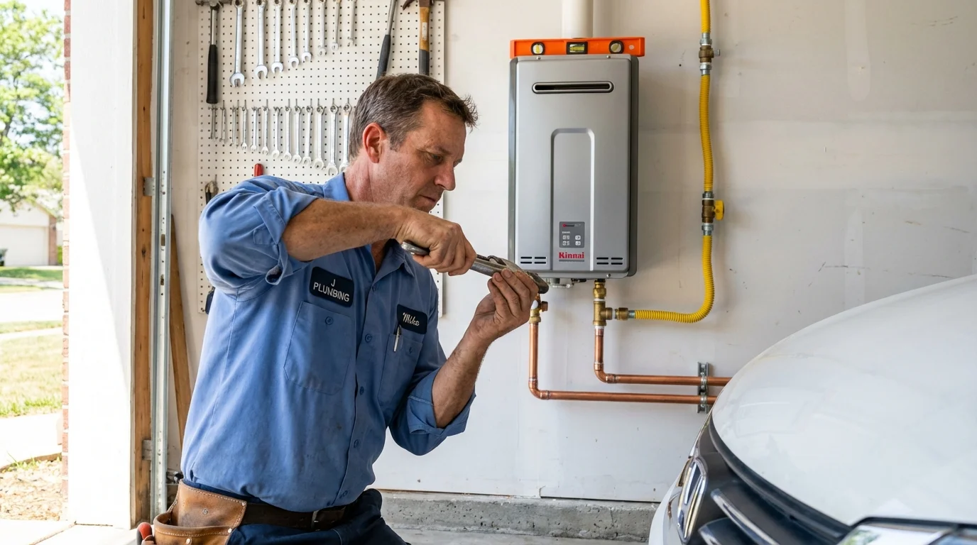 Tankless water heater installation by a Johns Plumbing LLC plumber in Carrier Mills